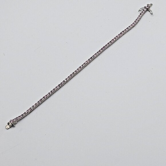 Pink CZ tennis bracelet Sterling Silver marked 925 and ADI 60 stones - Picture 4 of 14